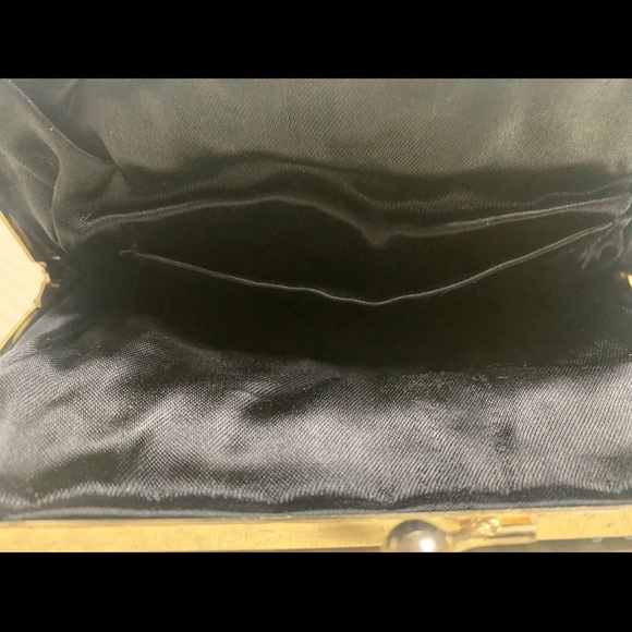 Beaded Purse Vintage Evening Hand Bag Clamshell Black Shell Formal Clutch Retro - Picture 4 of 8